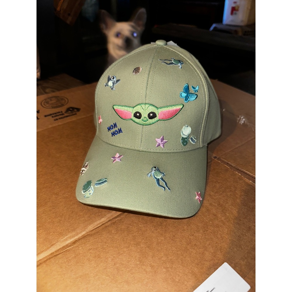 Star Wars Mandalorian Grogu Baby Yoda Embroidered Sage Green Snapback Hat NWT